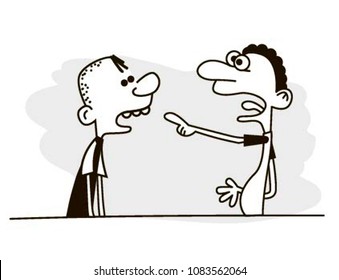 Angry man yells at his girlfriend, negative emotions concept vector Illustration. Bad habits.