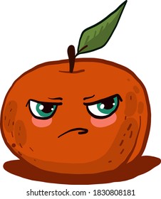 Angry mandarin, illustration, vector on white background