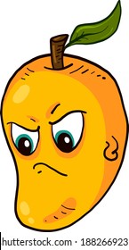 Angry mango,illustration,vector on white background