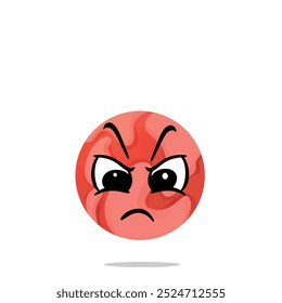 angry mars character. cute, funny, and playful concept. solar system, astronomy, and education themes