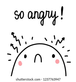 Angry marshmallow illustration with lettering for prints posters cards postcards hand drawn