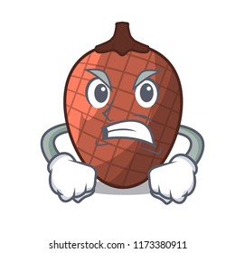 Angry mascot cartoon of moriche palm fruits