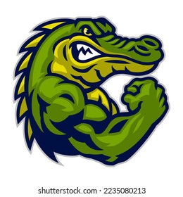 Angry Mascot Green Crocodile Logo