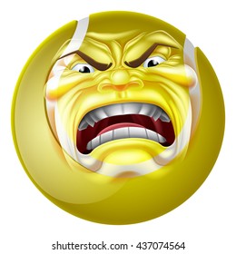 An angry mean looking tennis ball sports cartoon mascot character