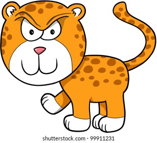 Angry Mean Tough Leopard Vector Illustration Cartoon Art