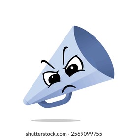 angry megaphone mascot vector illustrations. fun and playful concept. hobby, interest, creative, entertainment, film, movie, industry and cinema themes