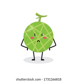 angry melon fruit cute character mascot vector design