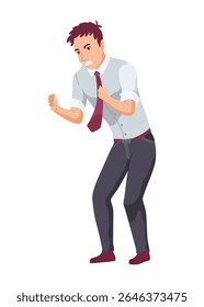 Homens irritados. Mal, expressão facial negativa e ruim. Emoção humana e conceito de linguagem corporal. Homem gritando com uma expressão zangada. Ilustração de desenho animado vetorial