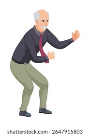 Angry men. Evil, negative and bad facial expression. Human emotion and body language concept. Male screaming with an angry expression. Vector cartoon illustration