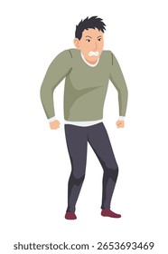 Angry men. Evil, negative and bad facial expression. Human emotion and body language concept. Male screaming with an angry expression. Vector cartoon illustration