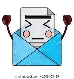 angry message envelope kawaii icon image 