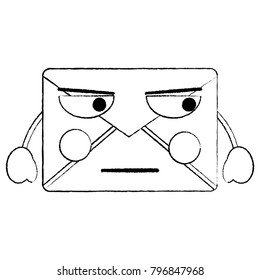 angry message envelope kawaii icon image