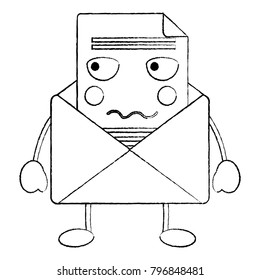 angry message envelope kawaii icon image 