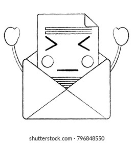 angry message envelope kawaii icon image 