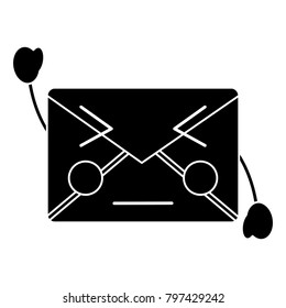 angry message envelope kawaii icon image 