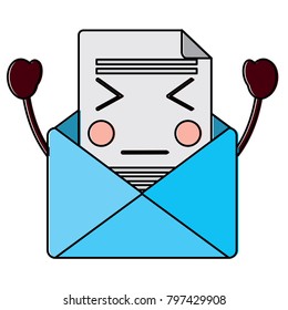 angry message envelope kawaii icon image 