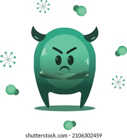 Angry microbe, virus, illustration for a site about science and medicine.