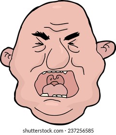 Angry middle aged man yelling over isolated background