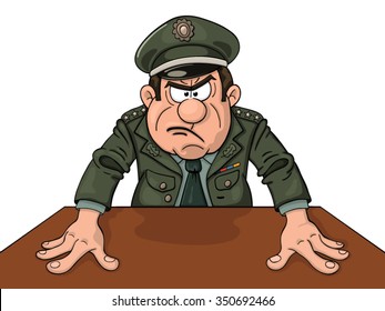 Angry military general at the table