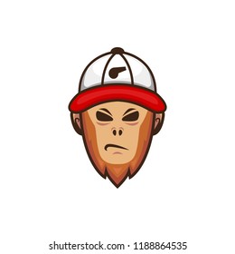 Angry monkey ape coach trainer logo icon illustration