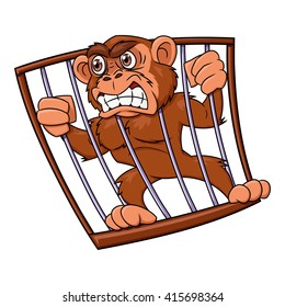 Angry Monkey In Cage