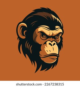 Angry monkey head illustration isolated