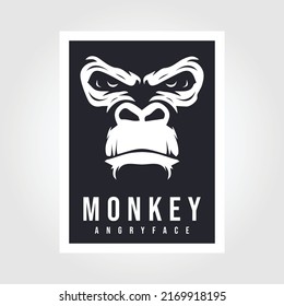 angry monkey. monkey head logo vector