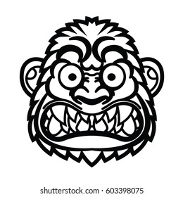 angry monkey head - vector illustration for mascot and tattoo or T-shirt graphic