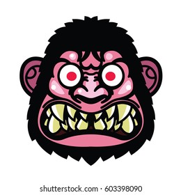 angry monkey head - vector illustration for mascot and tattoo or T-shirt graphic