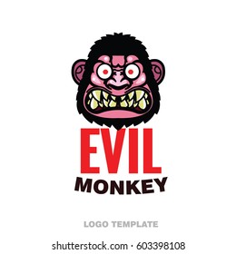 angry monkey head - vector illustration for mascot and tattoo or T-shirt graphic