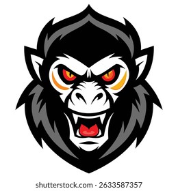 Angry Monkey Head Vector Mascot logo Design.