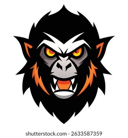 Angry Monkey Head Vector Mascot logo Design.