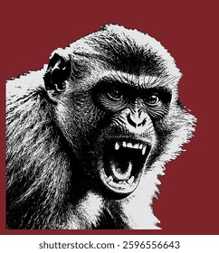 Angry Monkey Illustration. Screaming Monkey vector