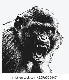 Angry Monkey Illustration. Screaming Monkey vector