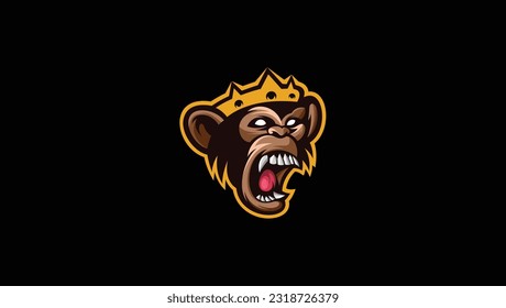 Angry Monkey king head logo template