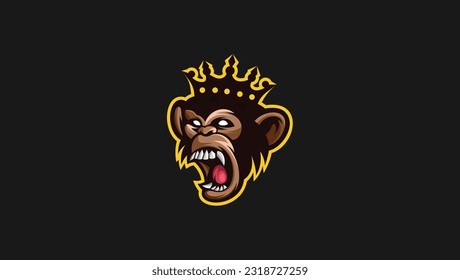 Angry Monkey king head logo template