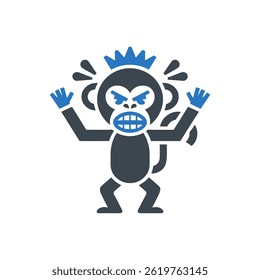 Icono enojado del rey del mono aislado en el fondo blanco
