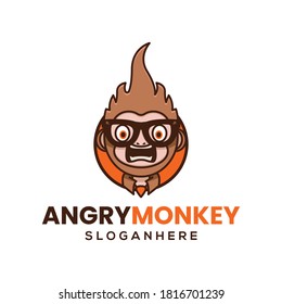 angry monkey logo and icon template.