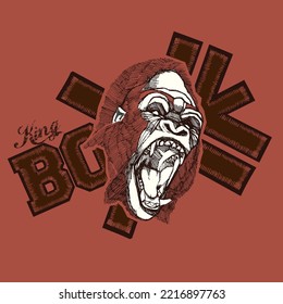 Angry monkey mascot of a boxing team screaming in the middle of a Boxe sign. Animal sport illustration concept.