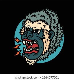 angry monkey tattoo vector design