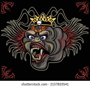 Angry monster beast face suitable for design and print