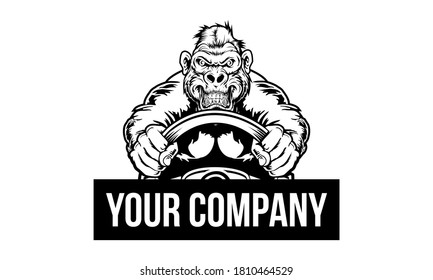 Angry Monster Car Racer Logo Template with Place for Text