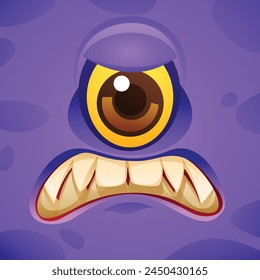 Angry monster cartoon character face expression. Vector illustration