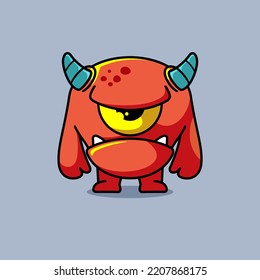 Angry Monster Cartoon Illustration, Funny, Fictional Character. Premium Vector. Flat Cartoon Style