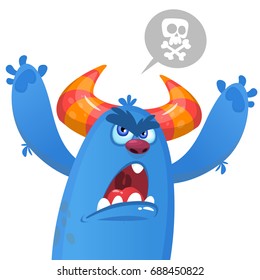 Angry monster cartoon. Vector Halloween illustration