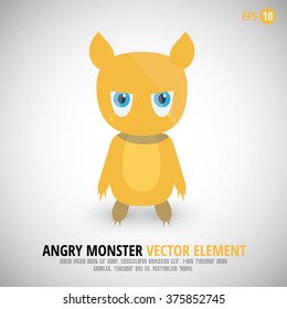 Angry Monster With Cute Face Vector Character Element Design