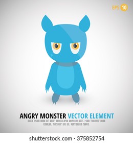 Angry Monster With Cute Face Vector Character Element Design