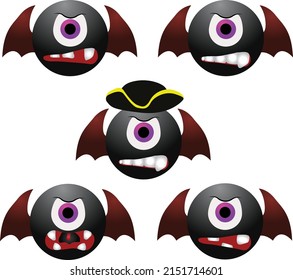 Juego de vectores de emoji monstruo enojado.