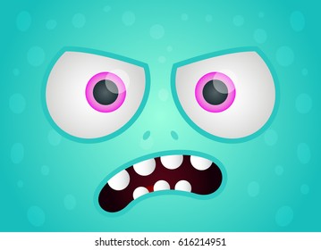Angry Monster Face Fun Vector Illustration