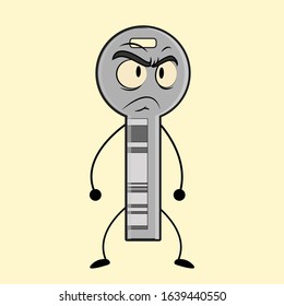 angry monster key cartoon. expression angry monster mural illustration 